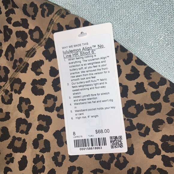 Lululemon NWT lululemon Align No Lin High-Rise Short 6" size 8 True Leopard Mult - Picture 2 of 11